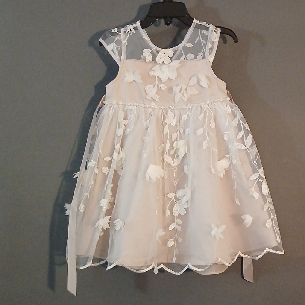 Chantilly Place 24 Month Babygirl Ivory Dress Beaded,Lace,Flowers,Petals Formal